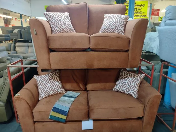 Warm Brown 3+2 Seater Fabric Sofa Set