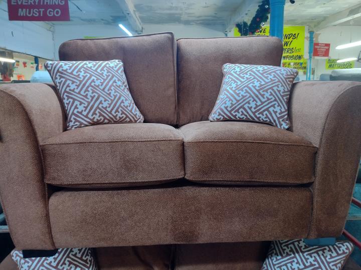 Warm Brown 3+2 Seater Fabric Sofa Set