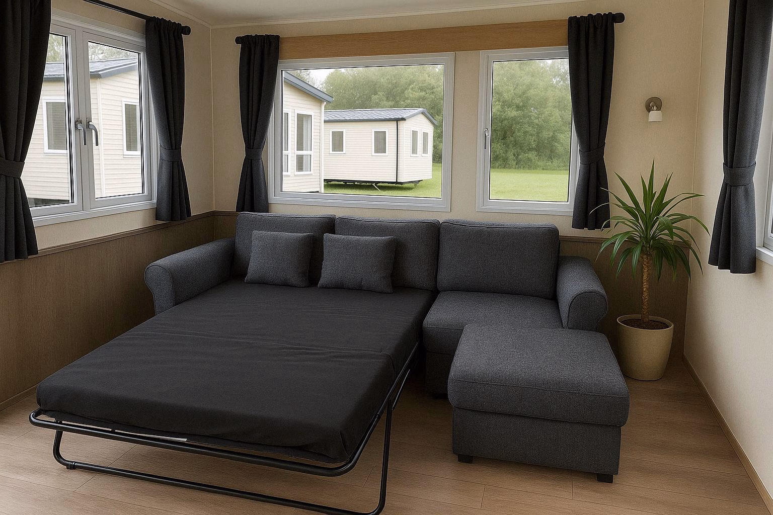 corner sofa bed in caravan