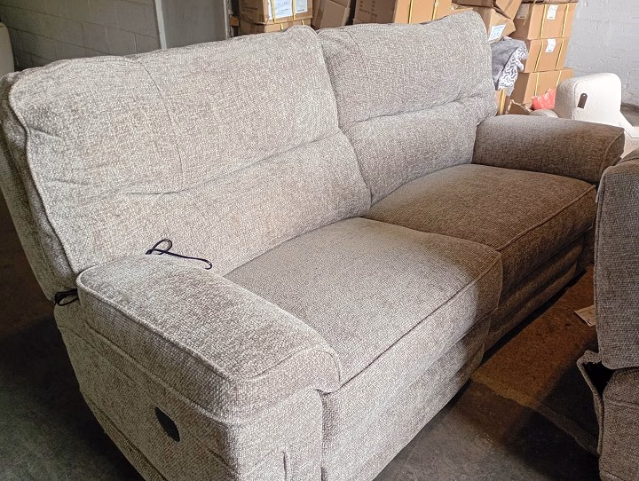Light Grey Fabric 2 Seater Sofa & Electric Recliner Armchair Set