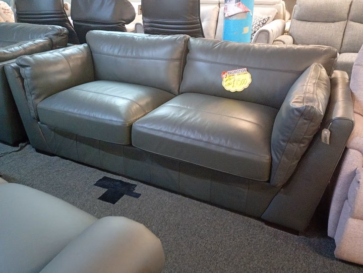 Charcoal Grey Leather 2 Seater Sofa & Armchair Set