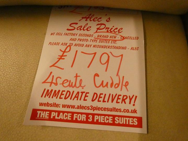 Sofa #16272 at Alec's clearance warehouse, Bolton