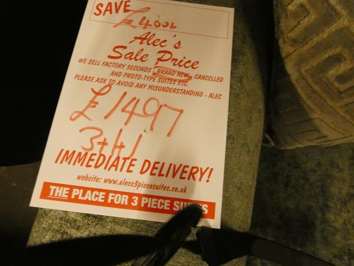 Sofa #16256 at Alec's clearance warehouse, Bolton