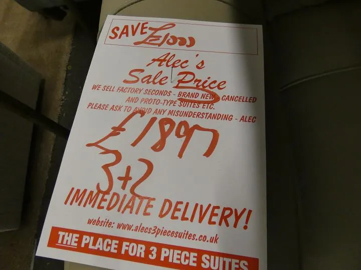 Sofa #14880 at Alec's clearance warehouse, Bolton