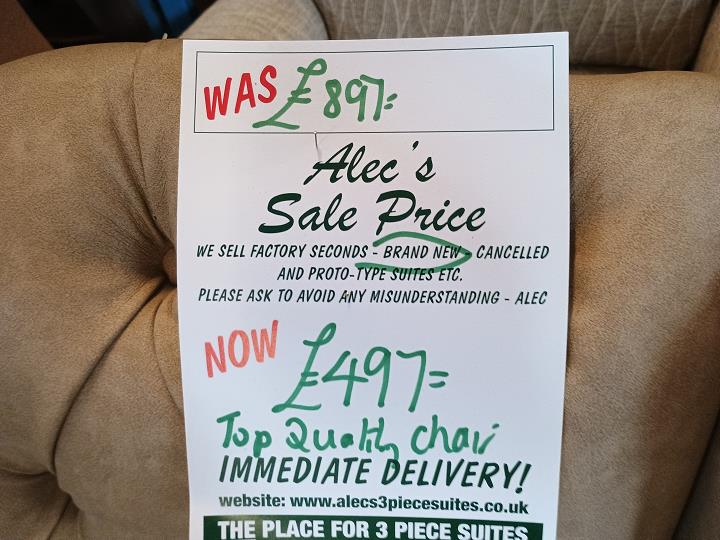 Sofa #7744 at Alec's clearance warehouse, Bolton