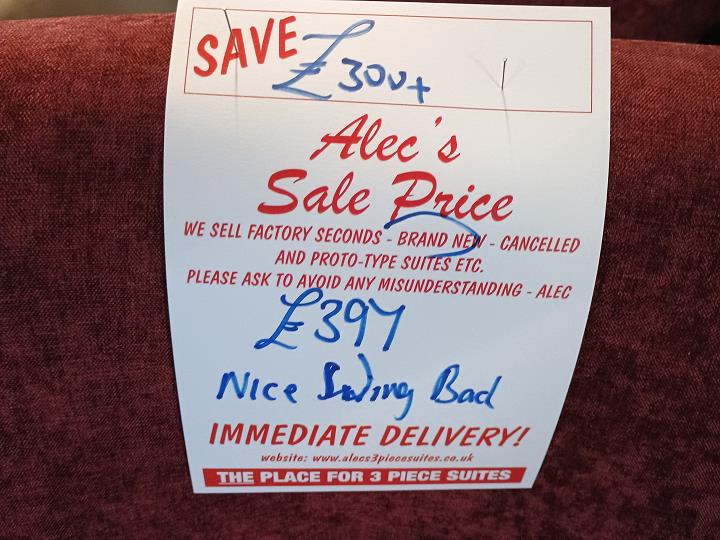 Sofa #7739 at Alec's clearance warehouse, Bolton