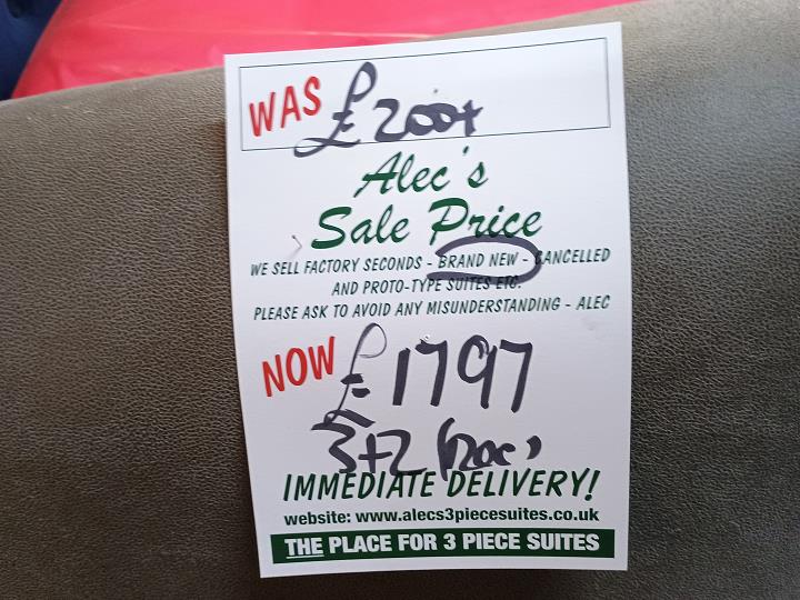 Sofa #7737 at Alec's clearance warehouse, Bolton