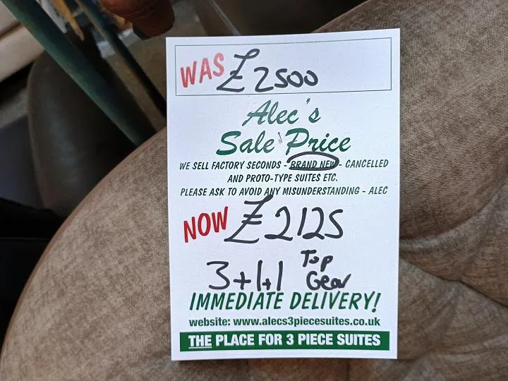 Sofa #7884 at Alec's clearance warehouse, Bolton