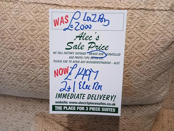 Sofa #7876 at Alec's clearance warehouse, Bolton