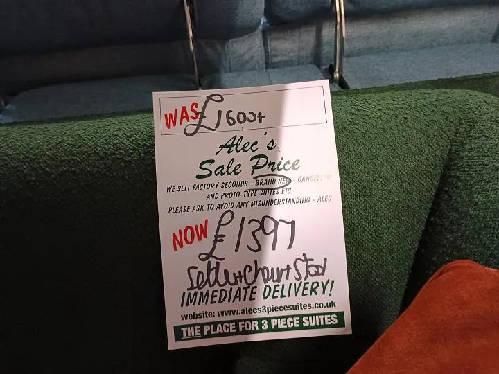 Sofa #7866 at Alec's clearance warehouse, Bolton