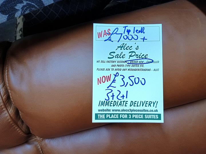 Sofa #7696 at Alec's clearance warehouse, Bolton