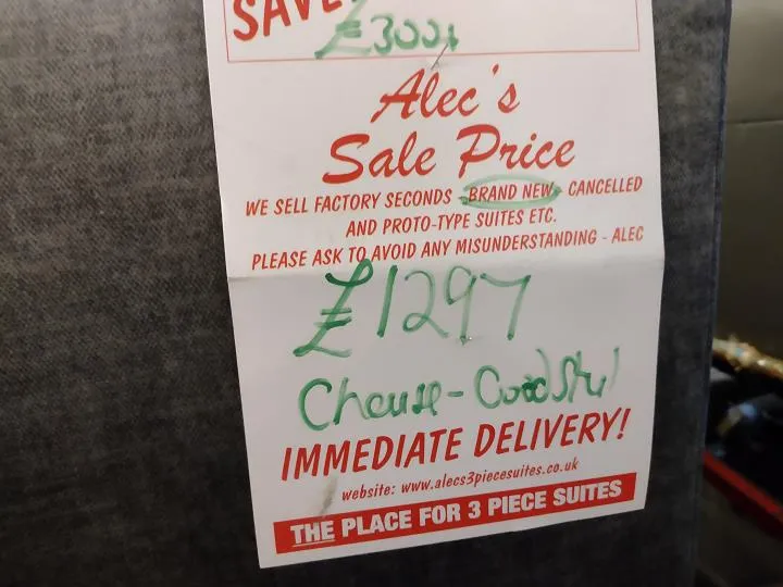 Sofa #8296 at Alec's clearance warehouse, Bolton