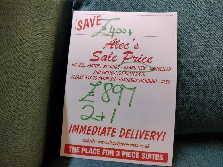 Sofa #8252 at Alec's clearance warehouse, Bolton