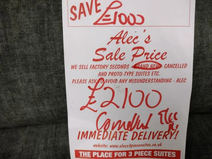 Sofa #8029 at Alec's clearance warehouse, Bolton