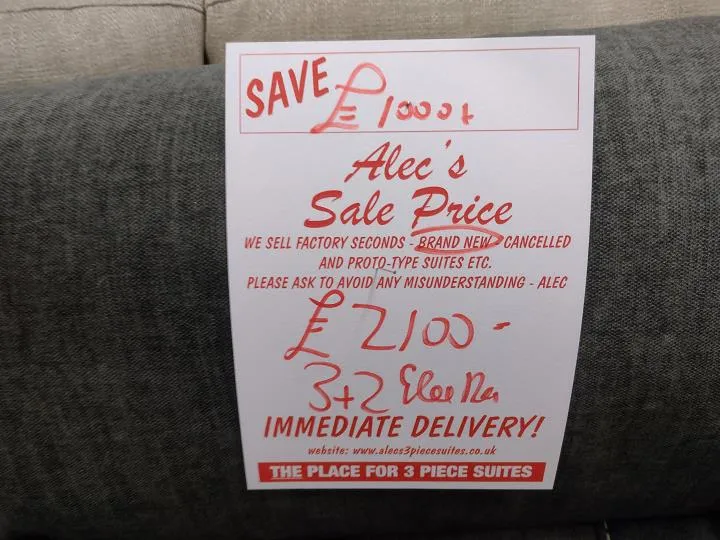 Sofa #8639 at Alec's clearance warehouse, Bolton