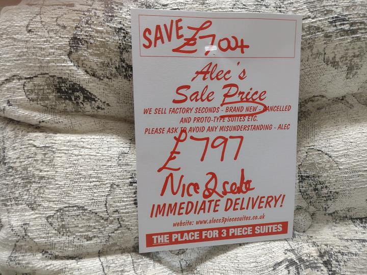 Sofa #8511 at Alec's clearance warehouse, Bolton