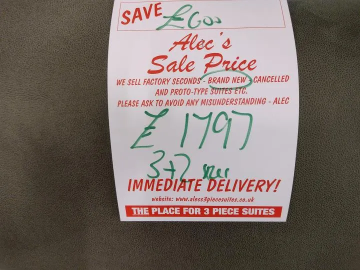 Sofa #9241 at Alec's clearance warehouse, Bolton