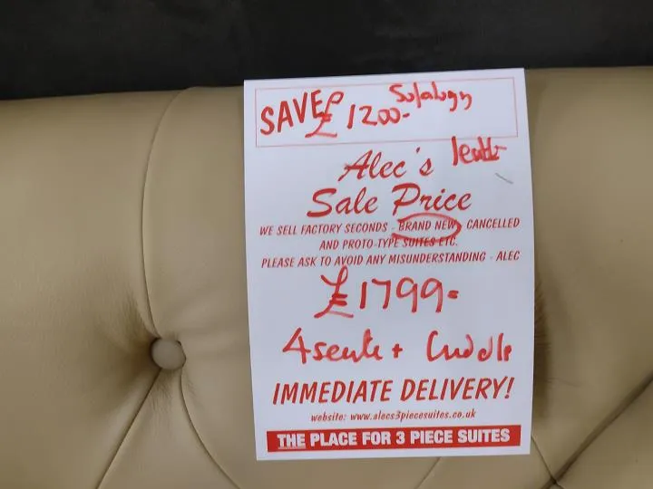Sofa #9213 at Alec's clearance warehouse, Bolton