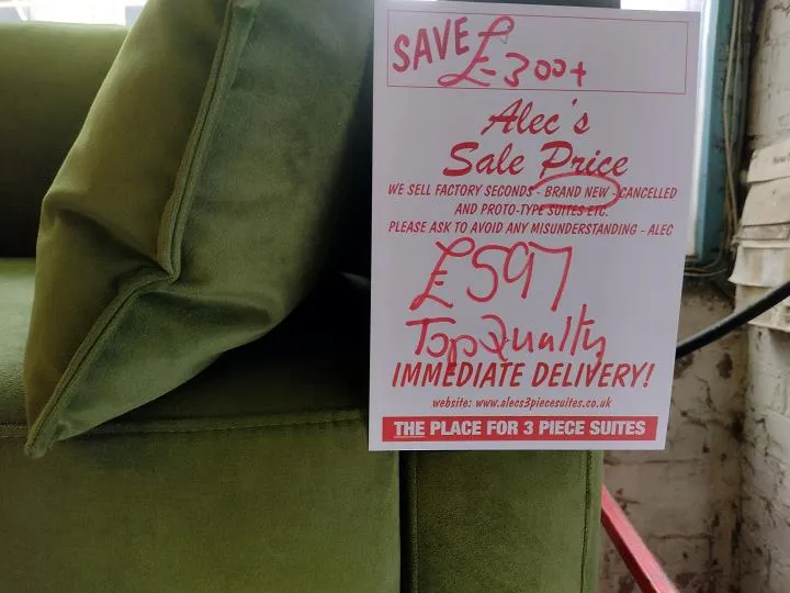 Sofa #9347 at Alec's clearance warehouse, Bolton