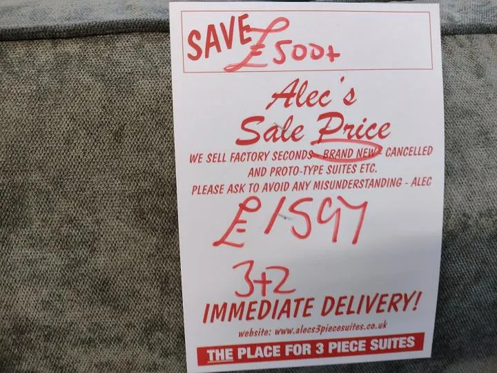 Sofa #9307 at Alec's clearance warehouse, Bolton