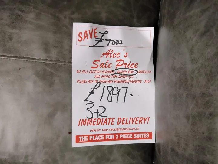 Sofa #9286 at Alec's clearance warehouse, Bolton