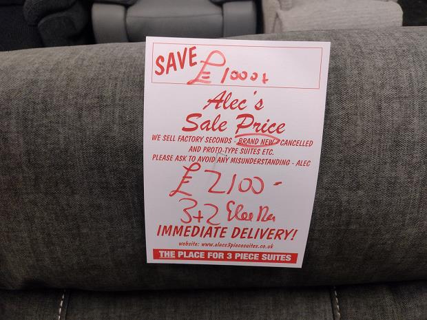 Sofa #8922 at Alec's clearance warehouse, Bolton