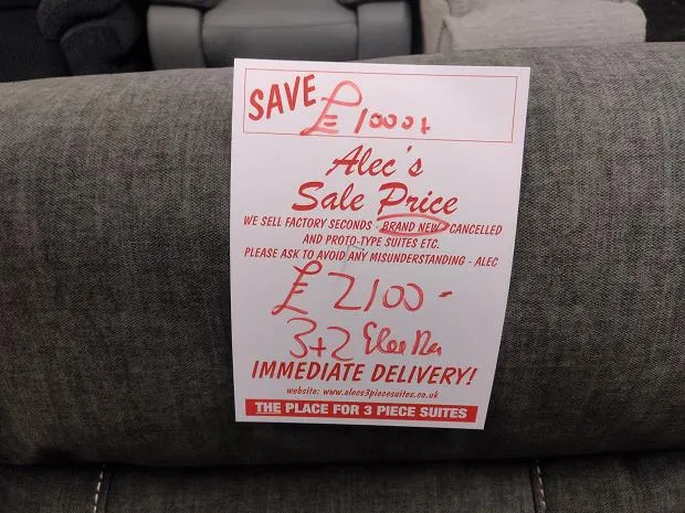 Sofa #8779 at Alec's clearance warehouse, Bolton