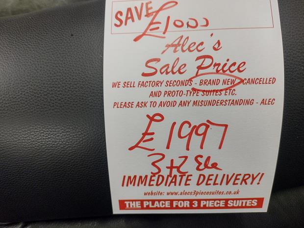 Sofa #8923 at Alec's clearance warehouse, Bolton