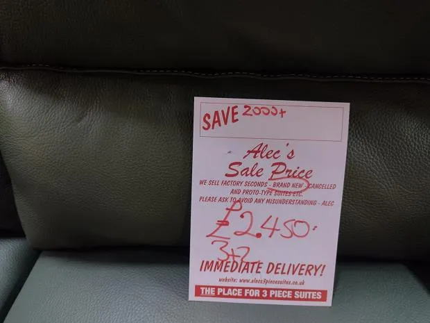 Sofa #8881 at Alec's clearance warehouse, Bolton
