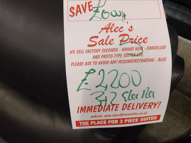 Sofa #8965 at Alec's clearance warehouse, Bolton