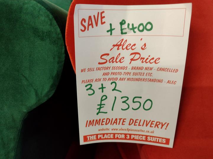Sofa #9800 at Alec's clearance warehouse, Bolton