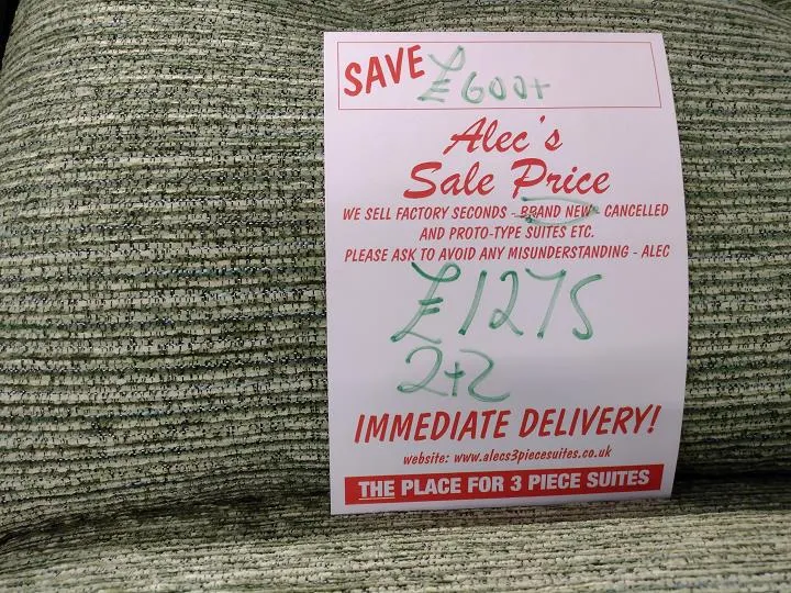 Sofa #9721 at Alec's clearance warehouse, Bolton