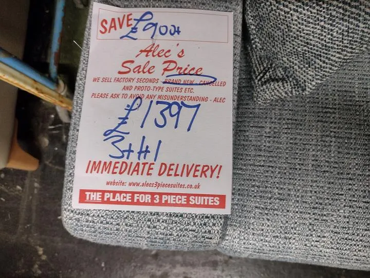 Sofa #9676 at Alec's clearance warehouse, Bolton