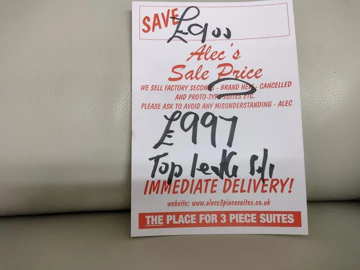 Sofa #9666 at Alec's clearance warehouse, Bolton