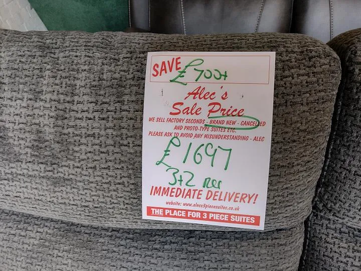 Sofa #9969 at Alec's clearance warehouse, Bolton