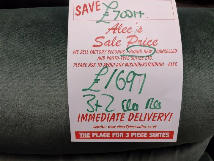 Sofa #9656 at Alec's clearance warehouse, Bolton