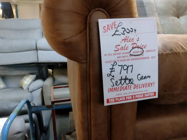 Sofa #9621 at Alec's clearance warehouse, Bolton
