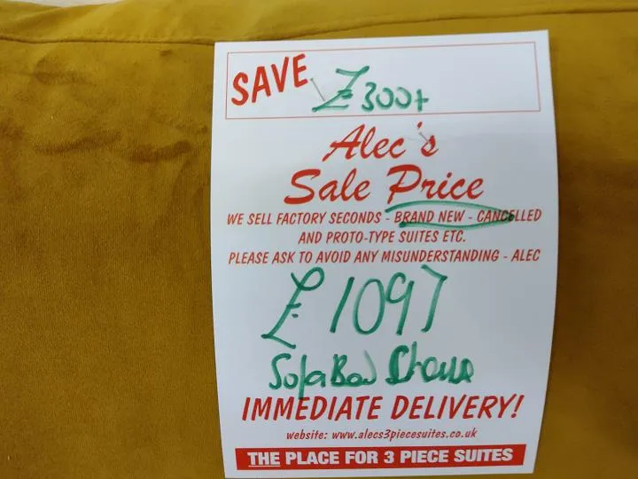 Sofa #9952 at Alec's clearance warehouse, Bolton