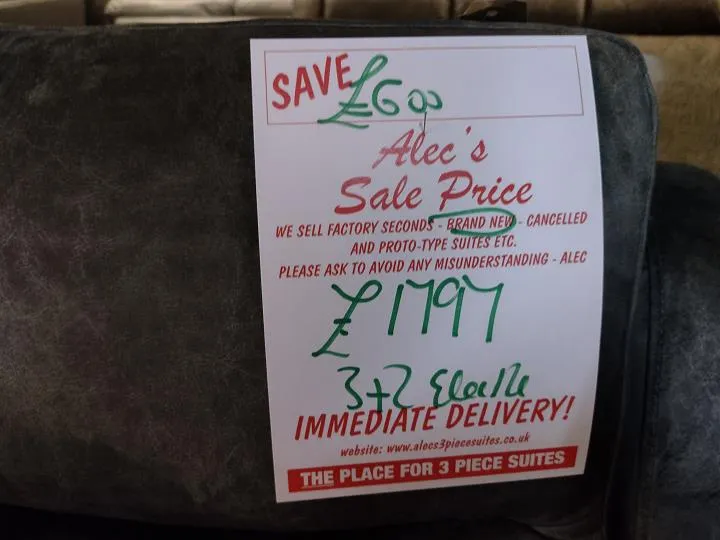 Sofa #9943 at Alec's clearance warehouse, Bolton