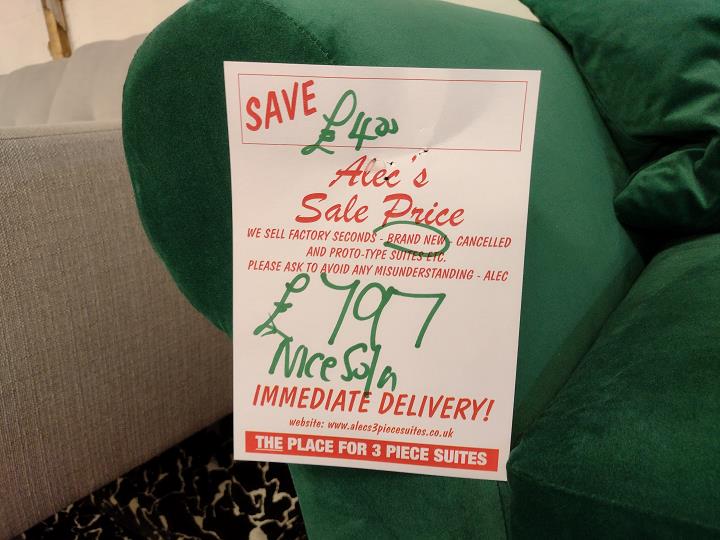 Sofa #9824 at Alec's clearance warehouse, Bolton