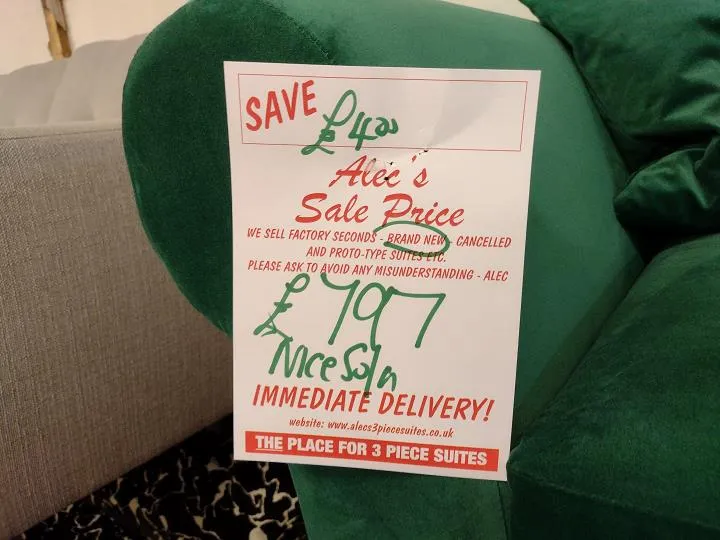 Sofa #9930 at Alec's clearance warehouse, Bolton