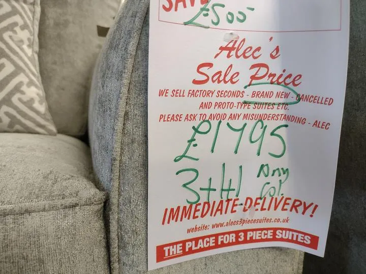Sofa #9447 at Alec's clearance warehouse, Bolton