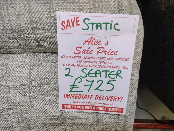 Sofa #9422 at Alec's clearance warehouse, Bolton