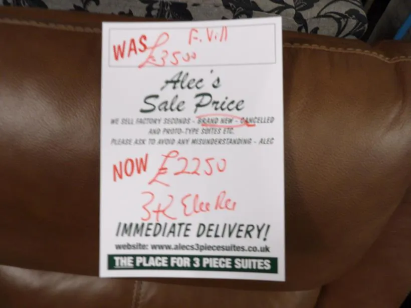 Sofa #7256 at Alec's clearance warehouse, Bolton