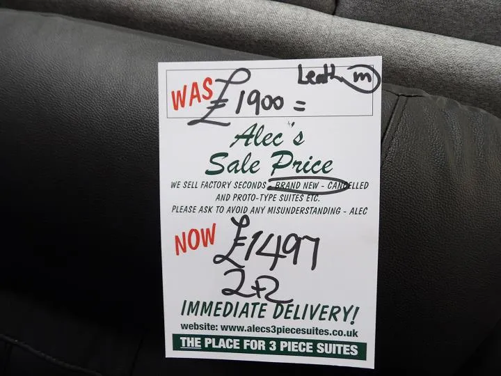 Sofa #7422 at Alec's clearance warehouse, Bolton