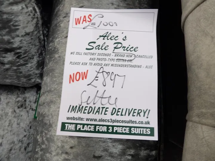 Sofa #7394 at Alec's clearance warehouse, Bolton