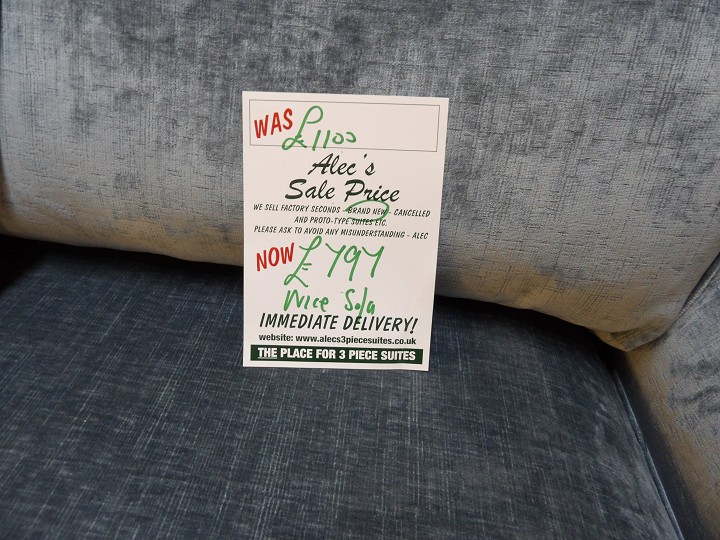 Sofa #4283 at Alec's clearance warehouse, Bolton