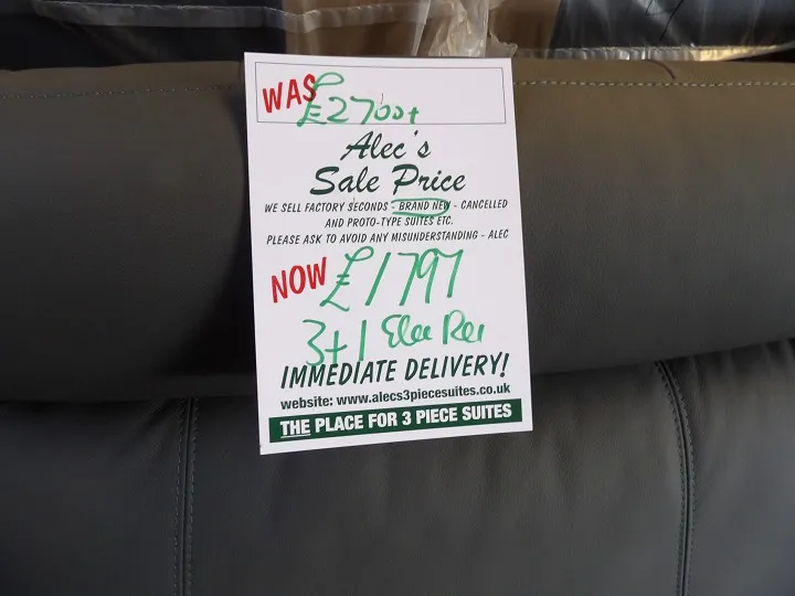 Sofa #4449 at Alec's clearance warehouse, Bolton