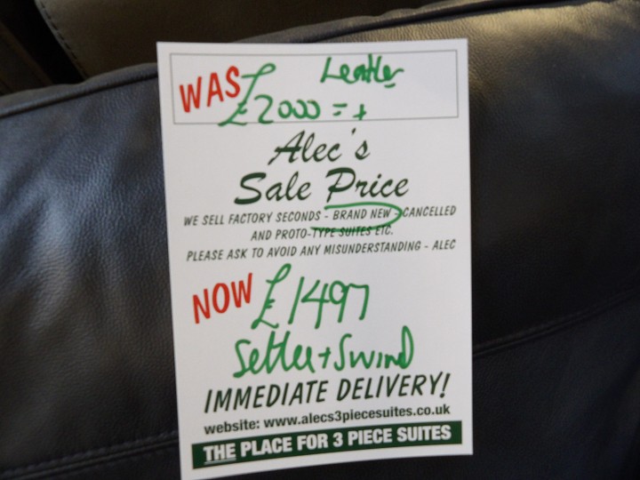 Sofa #4494 at Alec's clearance warehouse, Bolton