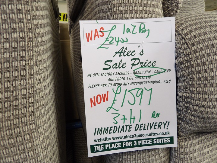 Sofa #4493 at Alec's clearance warehouse, Bolton